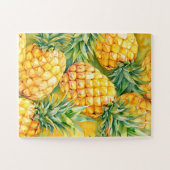 Tropisches Ananasmuster Wasserfarbe Puzzle (Horizontal)