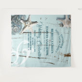 Tropisches Aqua Blue Seashell Beach Hochzeitsklima Wandteppich (Vorderseite (Horizontal))