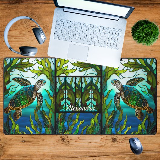 Tropisches Aqua Green Blue Sea Turtle Schreibtischunterlage