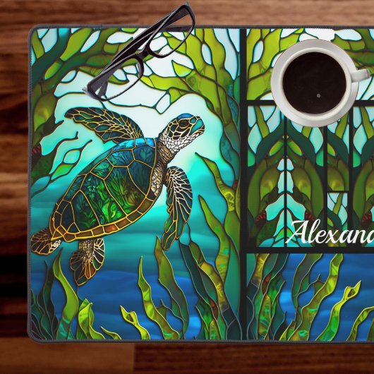 Tropisches Aqua Green Blue Sea Turtle Schreibtischunterlage