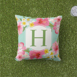 Tropisches Aqua Pink-Blume Muster für benutzerdefi Kissen Für Draußen