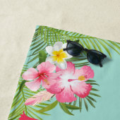 Tropisches Aqua und rosa Flamingo-Monogramm Strandtuch (Beispiel)