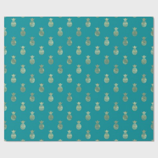 Tropisches Aquamarines Ananas-Muster Geschenkpapier (Flach)