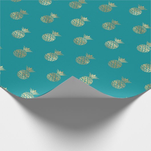 Tropisches Aquamarines Ananas-Muster Geschenkpapier (Ecke)