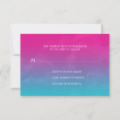 Tropisches Aquamarines blaues Rosa Bat Mitzvah UAW RSVP Karte (Rückseite)