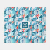 Tropisches aquamarines geometrisches abstraktes fleecedecke (Vorderseite (Horizontal))