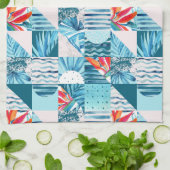 Tropisches aquamarines geometrisches abstraktes handtuch (Gefaltet)