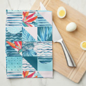 Tropisches aquamarines geometrisches abstraktes handtuch (Viertel Falte)