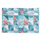 Tropisches aquamarines geometrisches abstraktes kissenbezug (Rückseite-Links)