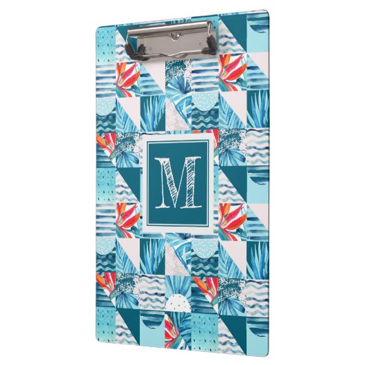 Tropisches aquamarines geometrisches abstraktes klemmbrett (Links)