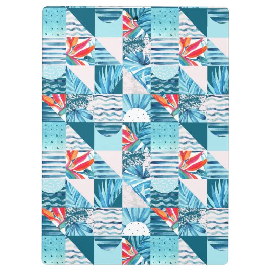 Tropisches aquamarines geometrisches abstraktes klemmbrett (Rückseite)