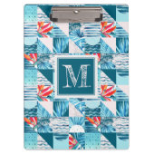 Tropisches aquamarines geometrisches abstraktes klemmbrett (Vorderseite)