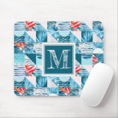Tropisches aquamarines geometrisches abstraktes mousepad (Mit Mouse)