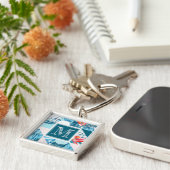 Tropisches aquamarines geometrisches abstraktes schlüsselanhänger (Seite)