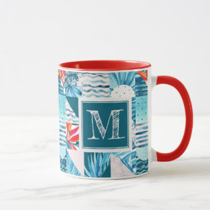 Tropisches aquamarines geometrisches abstraktes tasse