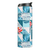 Tropisches aquamarines geometrisches abstraktes thermosbecher (Nach links gedreht)