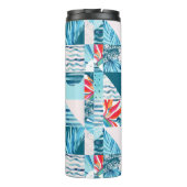 Tropisches aquamarines geometrisches abstraktes thermosbecher (Rückseite)