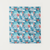 Tropisches aquamarines geometrisches abstraktes wandteppich (Vorderseite)