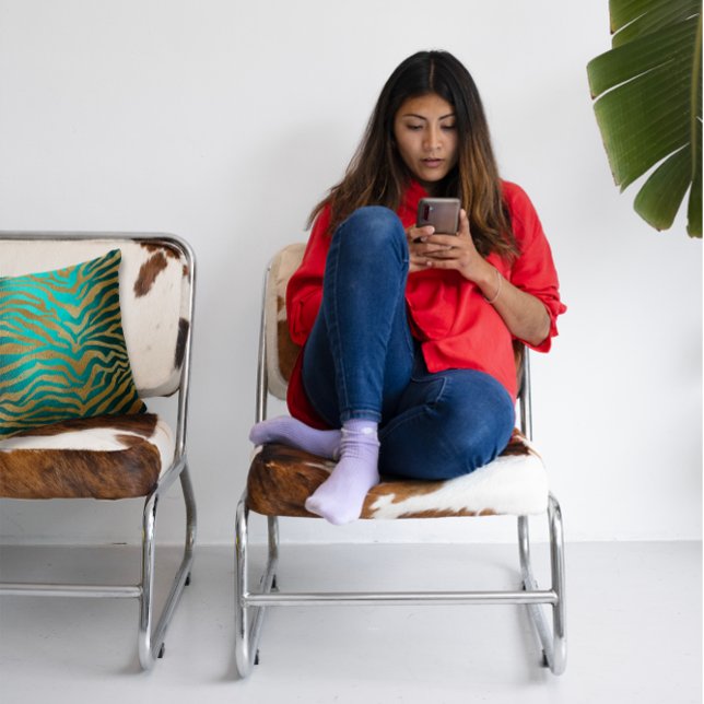 Tropisches Aquamarines Gold Glam Zebra Kissen (Tropical African Teal Gold Glam Zebra Animal Skin Throw Pillow)