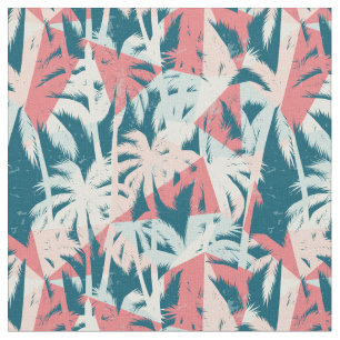 Tropisches Aquamarines Palmbaummuster Stoff