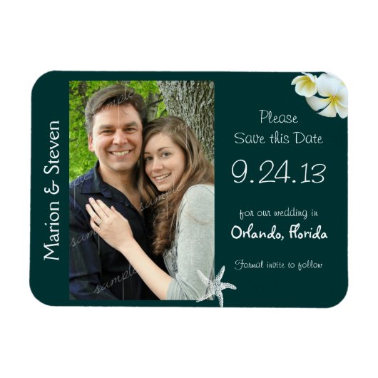 Tropisches Aquamarines Save the Date flaches Foto  Magnet (Horizontal)