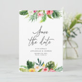 Tropisches Aquarell-Blumen-Save-the-Date Save The Date (Stehend Vorderseite)
