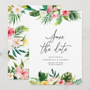 Tropisches Aquarell-Blumen-Save-the-Date Save The Date
