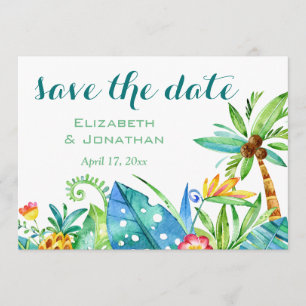 Tropisches Aquarell Florales Foto Save the Date Einladung