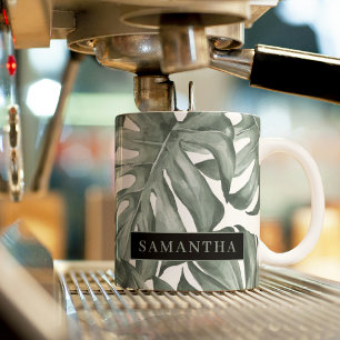 Tropisches Aquarell Moderne Oase Blätter Muster Zweifarbige Tasse