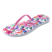 Tropisches Aquarell-Muster Badesandalen (Schrägansicht)