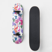 Tropisches Aquarell-Muster Skateboard (Vorderseite)