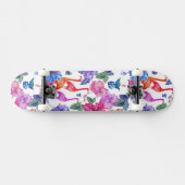 Tropisches Aquarell-Muster Skateboard (Horizontal)