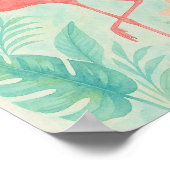 Tropisches Aquarell Rosa Flamingo | Exotic Botanic Poster (Ecke)