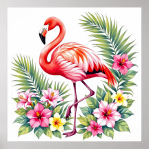 Tropisches Aquarell Rosa Flamingo Floral Hawaiian