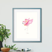 Tropisches Aquarell Rosa Flamingo Poster