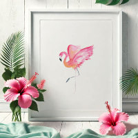 Tropisches Aquarell Rosa Flamingo