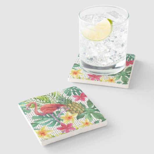 Tropisches Aquarell Steinuntersetzer (Seitenansicht)