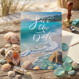 Tropisches Aquarell Strand Ozean Save the Date Einladung