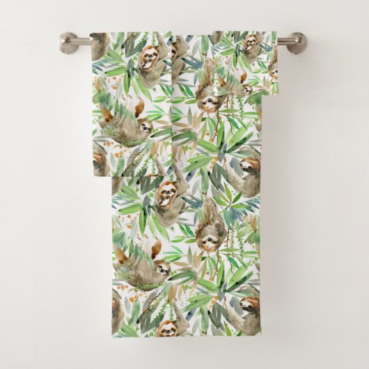 Tropisches Aquarell-Trägheits-Muster Badhandtuch Set (Insitu)