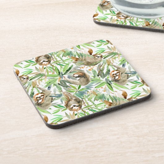 Tropisches Aquarell-Trägheits-Muster Getränkeuntersetzer (Linke Seite)