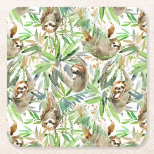 Tropisches Aquarell-Trägheits-Muster Rechteckiger Pappuntersetzer