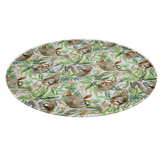 Tropisches Aquarell-Trägheits-Muster Schneidebrett (Ecke)