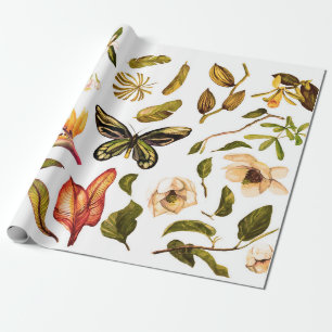 Tropisches Aquarell Vintage-Set mit isolierten Obj Geschenkpapier