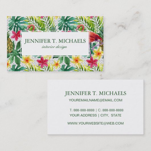 Tropisches Aquarell Visitenkarte (Vorne/Hinten)