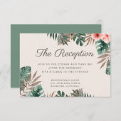 Tropisches Aquarellblatt Hochzeitsempfang Begleitkarte (Vorne/Hinten)