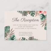Tropisches Aquarellblatt Hochzeitsempfang Begleitkarte (Vorderseite)