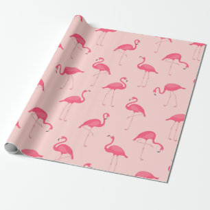 Tropisches Aquarellmuster Bright Pink Flamingo Mus Geschenkpapier