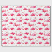 Tropisches Aquarellmuster Bright Pink Flamingo Mus Geschenkpapier (Flach)