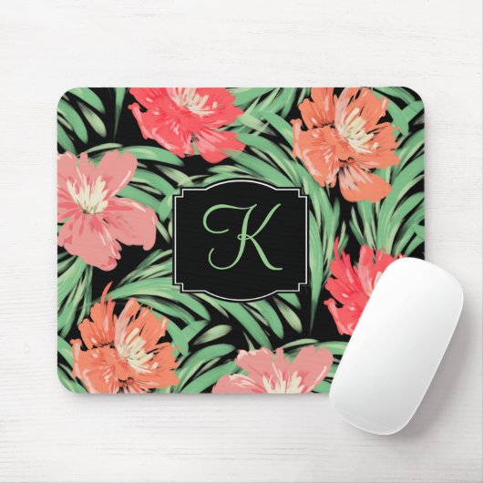Tropisches Aquarellmuster mit Monogramm Mousepad (Mit Mouse)