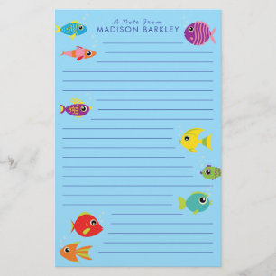 Tropisches Aquarium Fisch Niedliches Kind Briefpapier